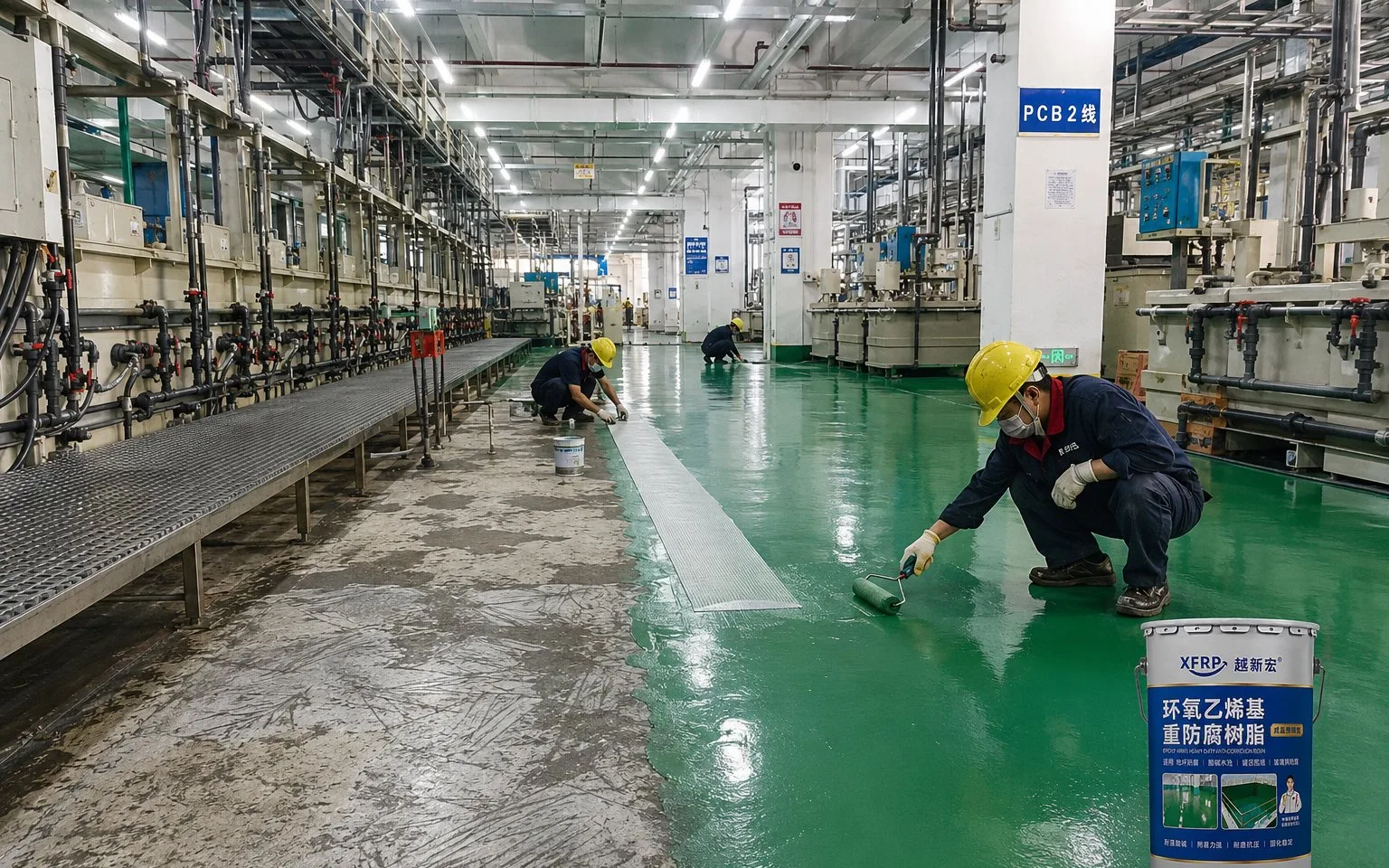 某电镀厂地面旧环氧维修补强项目做法参考防腐项目现场实拍图